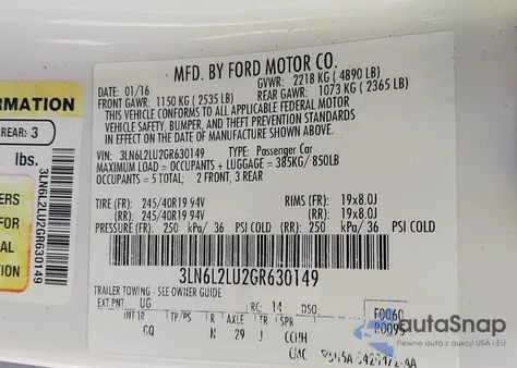 2016 Lincoln Mkz Hybrid from USA, damaged, VIN 3LN6L2LU2GR630149